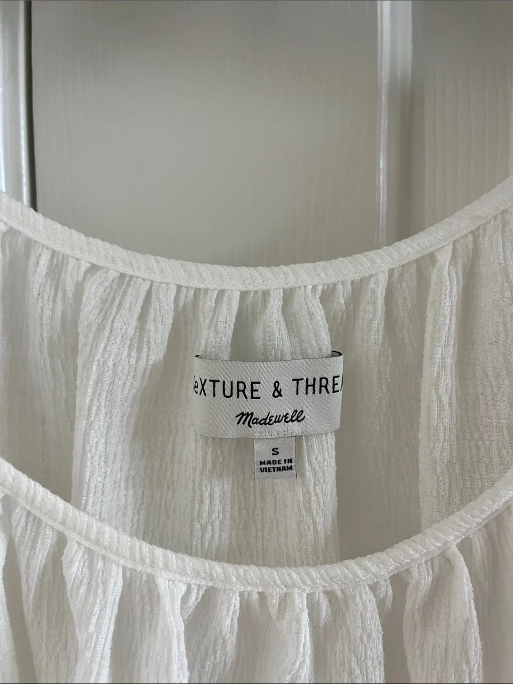 Madewell White Short Puff-Sleeve Peasant Top